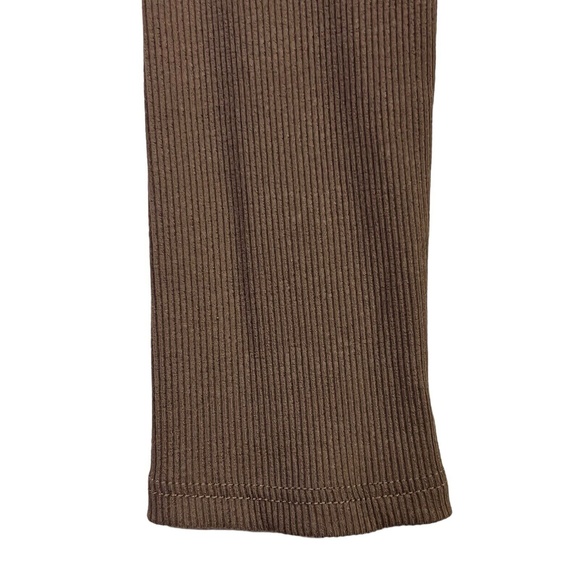 By Together Bodycon Mini Dress Brown Ribbed Ruched Long Sleeve Trendy‎ Sexy New - Picture 3 of 10